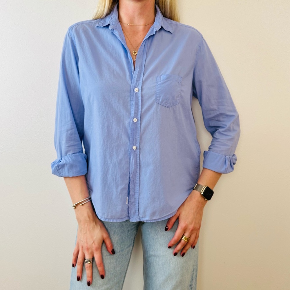 Frank&Eileen button down shirt front pocket long sleeve boho soft lavender color - Picture 4 of 9